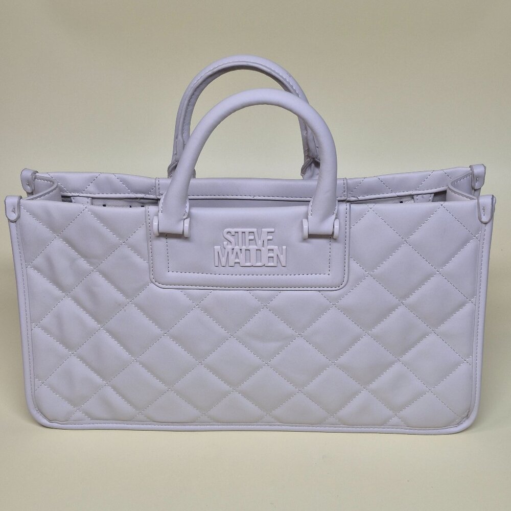 Steve Madden White Leather Quilted Bcasidy 2 Satchel